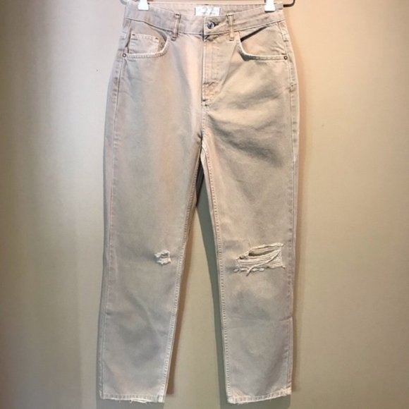NWOT Free People Dakota Straight Leg Jeans Tan - Picture 4 of 9